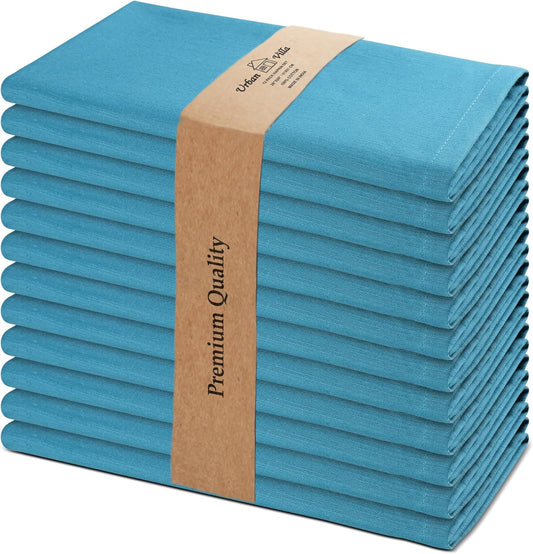 Easter Dinner Napkins Solid Slub Set of 12 Turquoise Color Easter Dinner Napkins Size 20”X20” in Cloth Napkins Cotton Cloth Napkins with Mitered Corners Ultra Soft Dinner Napkins
