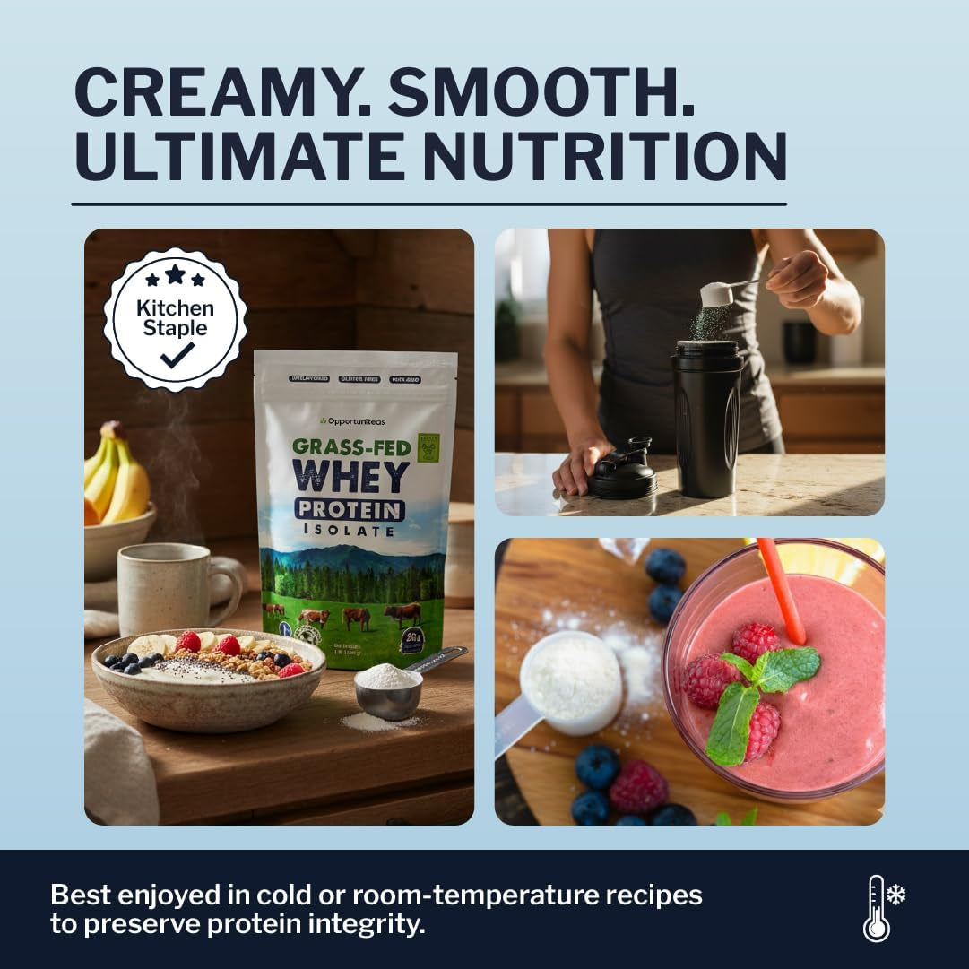 Grass Fed Whey Protein Powder Isolate - Unflavored - Low Carb Keto & Paleo Diet Friendly - Pure Grass-Fed Protein for Shakes, Smoothies, Drinks & Recipes- Non GMO & Gluten Free - 1 Pound